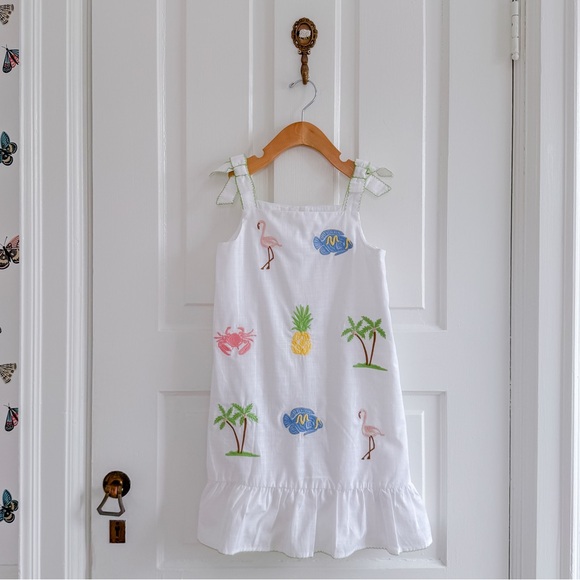 Janie and Jack Other - Janie and Jack Embroidered Tropical embroidery Sundress with Tie Straps